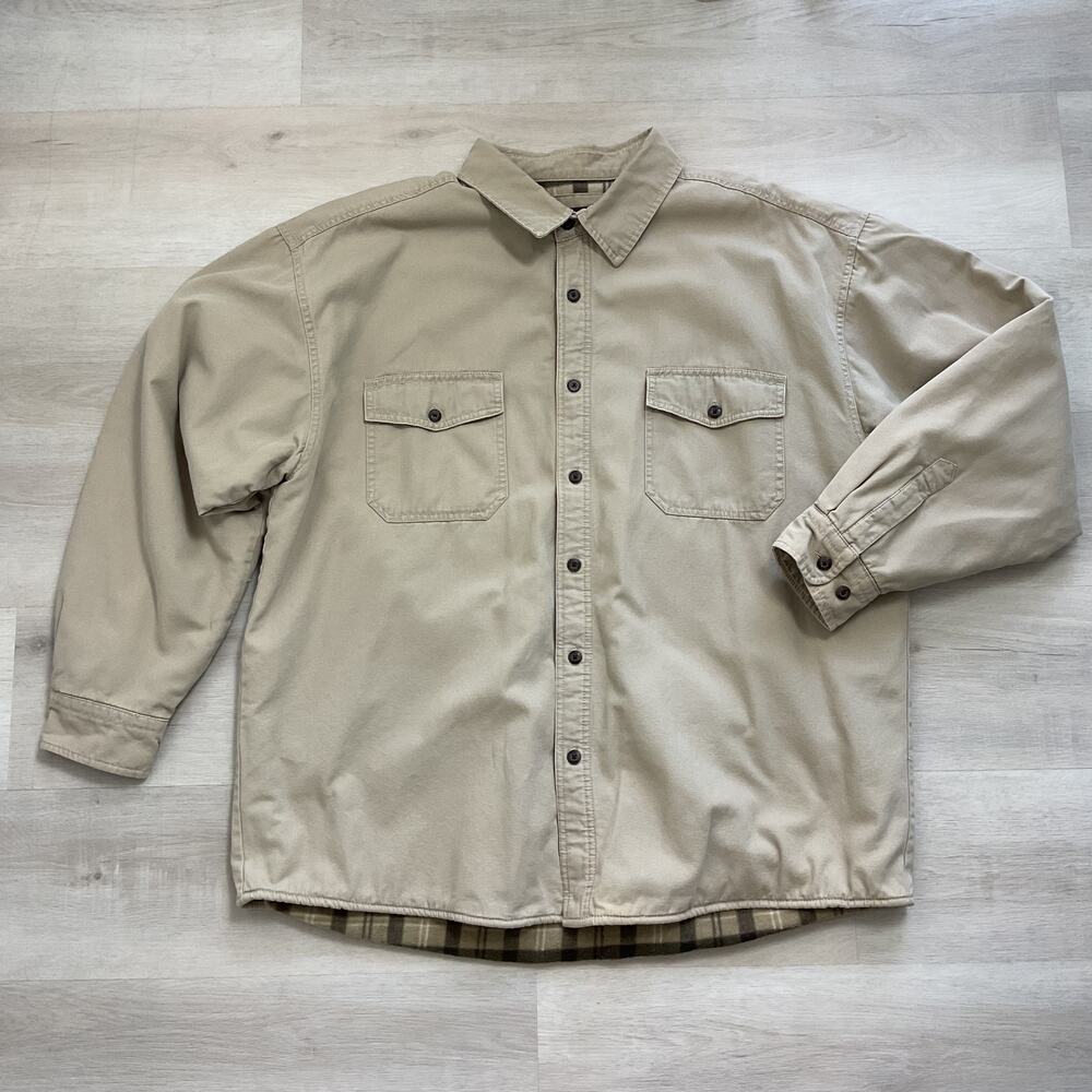 Levi Strauss Flannel Lined Long Sleeve Button up Beige Mens XXL